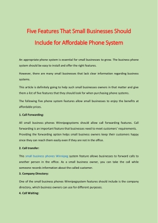Five Features That Small Businesses Should Include for Affordable Phone System