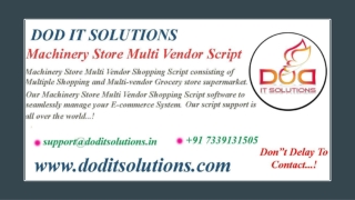 Readymade Best Machinery Store Script - DOD IT Solutions