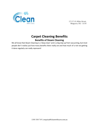 Carpet Cleaning Benefits