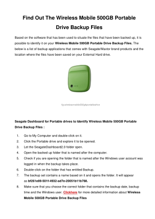 Find Out The Wireless Mobile 500GB Portable Drive Backup Files
