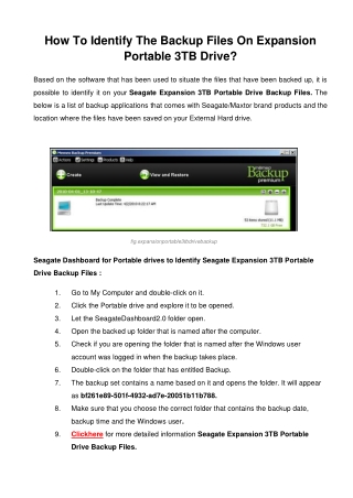 How To Identify The Backup Files On Expansion Portable 3TB Drive?