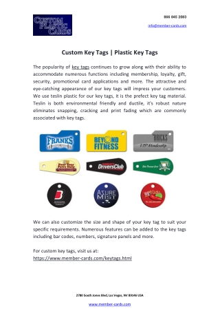 Custom Key Tags | Plastic Key Tags
