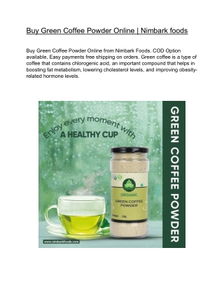 Buy Green Coffee Powder Online | Nimbark foods