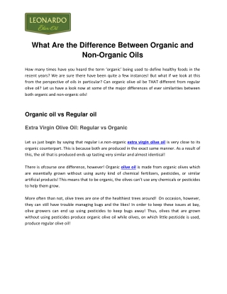What Are the Difference Between Organic and Non-Organic Oils