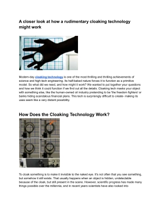 What is Cloaking Technology | How Far Are we From Being Truly Invisible