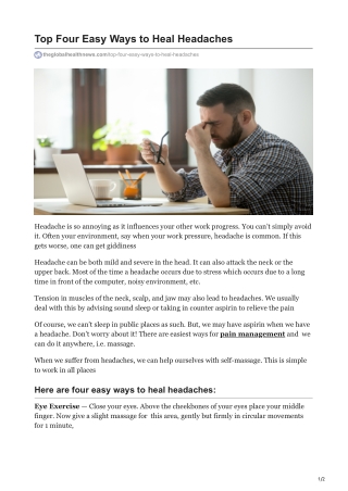 Top Four Easy Ways to Heal Headaches