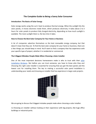 The Complete Guide to Being a Savvy Solar Consumer - Quick Solar