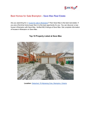 Beautiful Semi-Detached House for Sale in Brampton