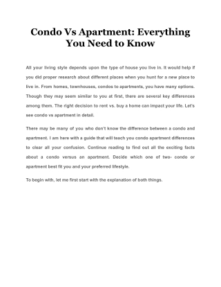 Condo Vs Apartment: Everything You Need to Know
