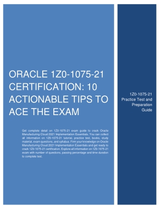 Oracle 1Z0-1075-21 Certification: 10 Actionable Tips to Ace the Exam