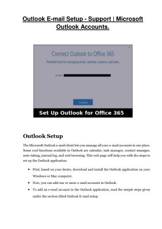 Outlook E-mail Setup - Support | Microsoft Outlook Accounts.