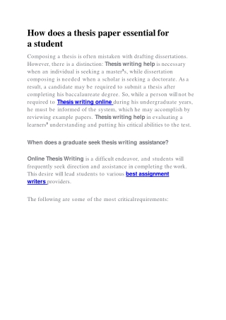 How does a thesis paper essential for a student-converted