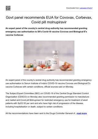 Govt panel recommends EUA for Covovax, Corbevax, Covid pill molnupiravir