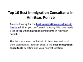 Top 10 Best Immigration Consultants in Amritsar, Punjab