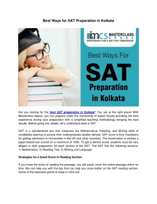 Best Ways for SAT Preparation in Kolkata