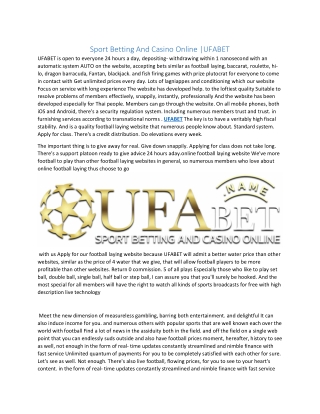 Sport Betting And Casino Online |UFABET