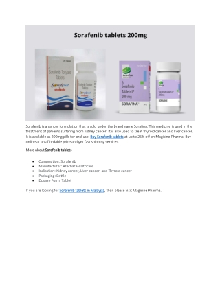 Sorafenib tablets in Malaysia
