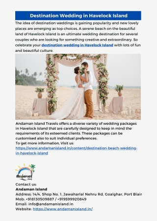 Destination Wedding in Havelock Island