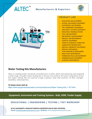 Water Testing Kits Manufacturers