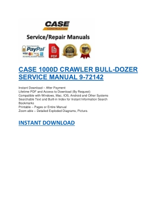 CASE 1000D CRAWLER BULL-DOZER SERVICE MANUAL 9-72142