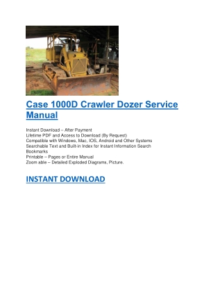 Case 1000D Crawler Dozer Service Manual