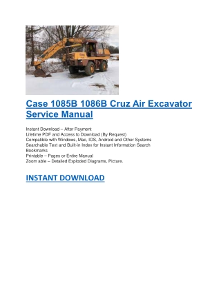 Case 1085B 1086B Cruz Air Excavator Service Manual