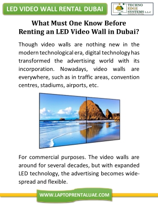 What Must One Know Before Renting an LED Video Wall in Dubai?