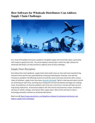 How Software for Wholesale Distributors Can Address Supply Chain Challenges