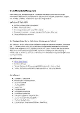Oracle Master Data Management