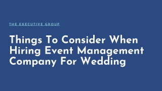 Things To Consider When Hiring Event Management Company In Singapore For Wedding