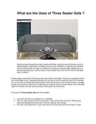 What are the Uses of Three Seater Sofa
