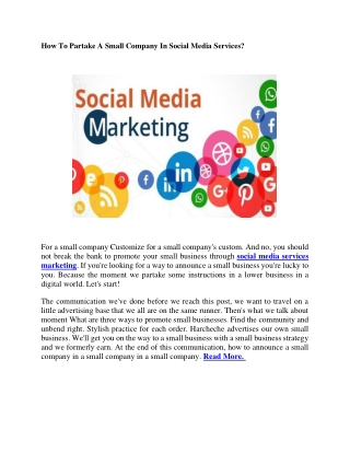 How To Partake A Small Company In Social Media Services