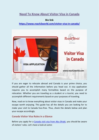 Need To Know About Visitor Visa in Canada