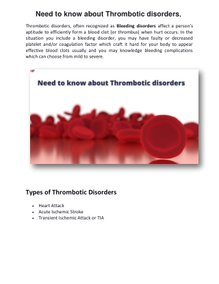 Need to know about Thrombotic disorders ChoksiTax