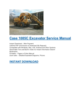 Case 1085C Excavator Service Manual