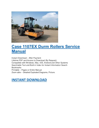Case 1107EX Durm Rollers Service Manual