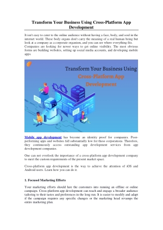 Transform Your Business Using Cross-Platform App Development