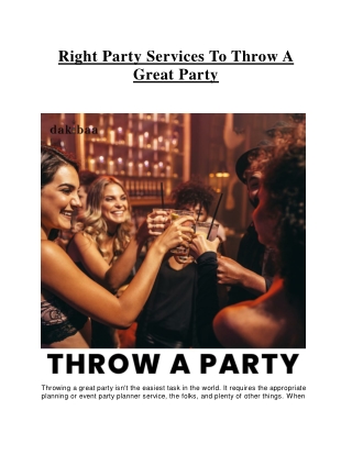 Right Party Services To Throw A Great Party