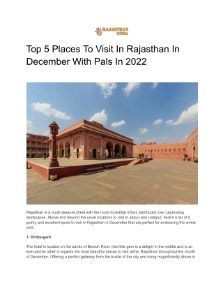 Top 5 Places To Visit In Rajasthan In December With Pals In 2022