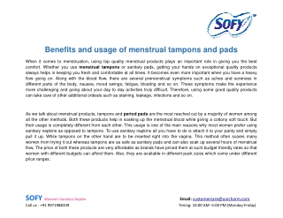 Benefits and usage of menstrual tampons and pads