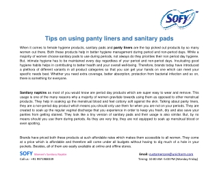 Tips on using panty liners and sanitary pads