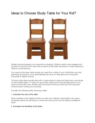 Ideas to Choose Study Table for Your Kid