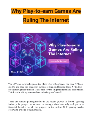 Why Play-to-earn Games Are Ruling The Internet