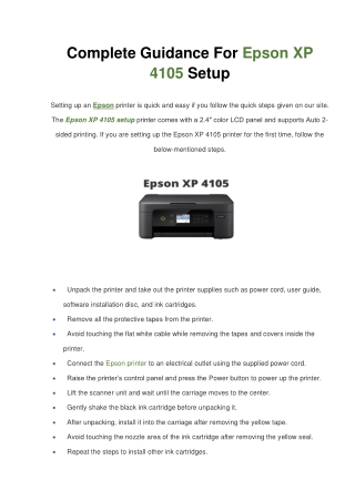 Epson XP 4105 Setup | Free Download Driver & Manual