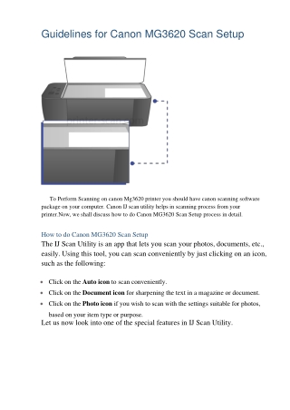 Guidelines for Canon MG3620 Scan Setup