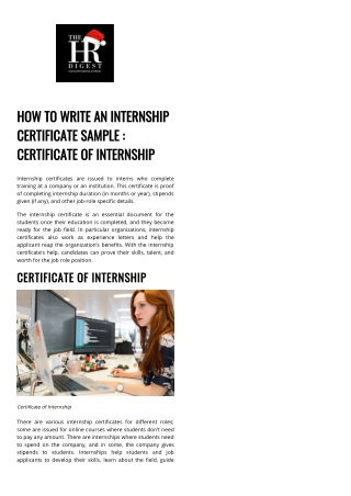 Format & Examples of Internship Certificates