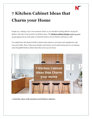 7 Kitchen Cabinet Ideas that Charm your Home