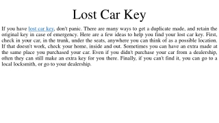 Lost Car Key