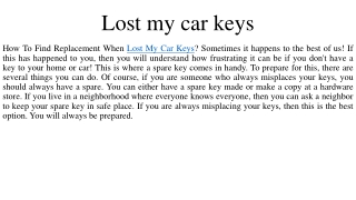 Lost my car keys