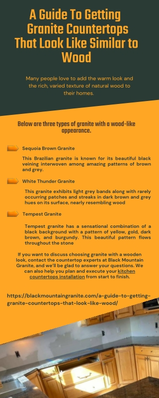 A Guide To Getting  Granite Countertops That Look Like Similar to Wood